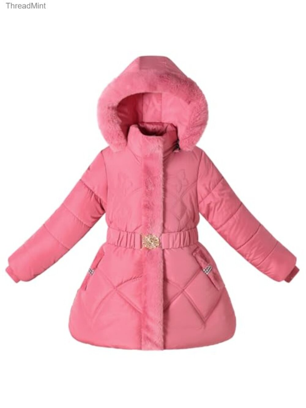 Girls Winter Puffer Jacket Fleece Lined Hooded Warm Snow Coat